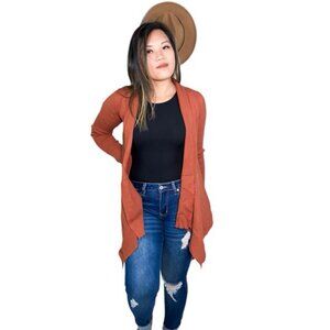 Rust Ribbed Cardigan